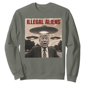Funny Trump Illegal Aliens Sweatshirt TS09 Military Green Print Your Wear