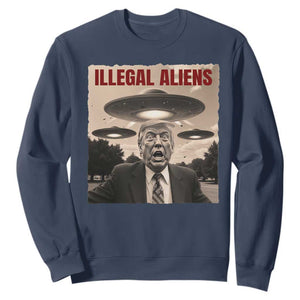 Funny Trump Illegal Aliens Sweatshirt TS09 Navy Print Your Wear