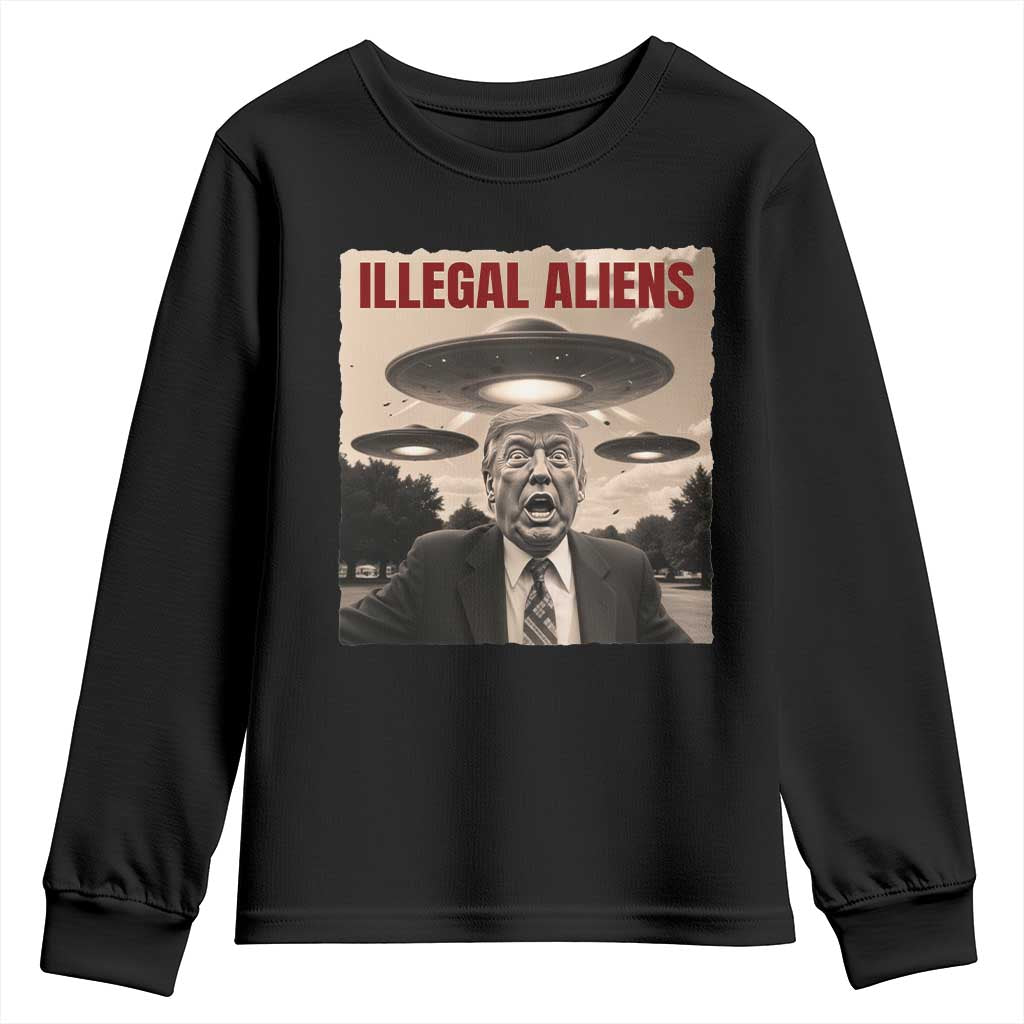 Funny Trump Illegal Aliens Youth Sweatshirt TS09 Black Print Your Wear