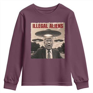 Funny Trump Illegal Aliens Youth Sweatshirt TS09 Maroon Print Your Wear