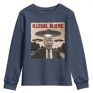 Funny Trump Illegal Aliens Youth Sweatshirt TS09 Navy Print Your Wear