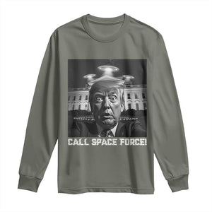 Illegal Aliens Funny Trump Long Sleeve Shirt Call Space Force TS09 Military Green Print Your Wear