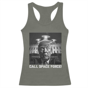 Illegal Aliens Funny Trump Racerback Tank Top Call Space Force TS09 Military Green Print Your Wear