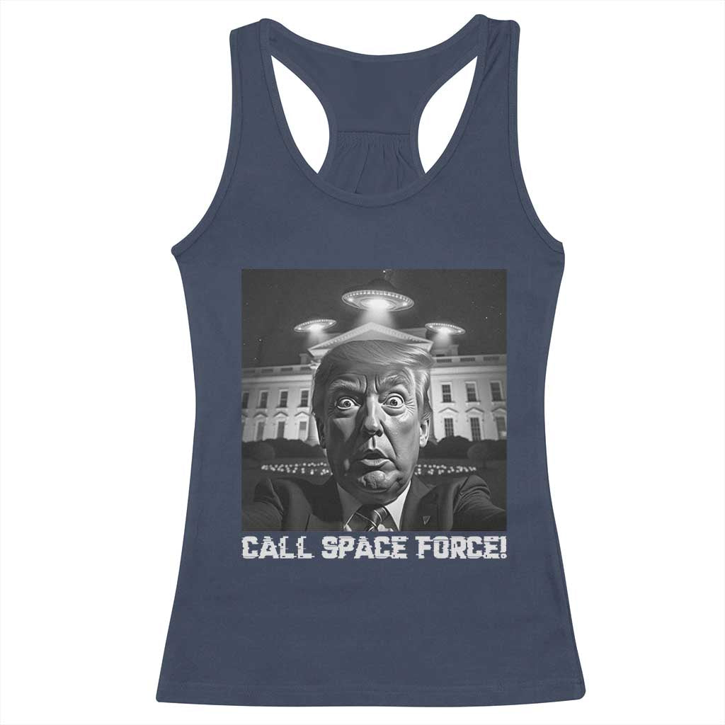 Illegal Aliens Funny Trump Racerback Tank Top Call Space Force TS09 Navy Print Your Wear