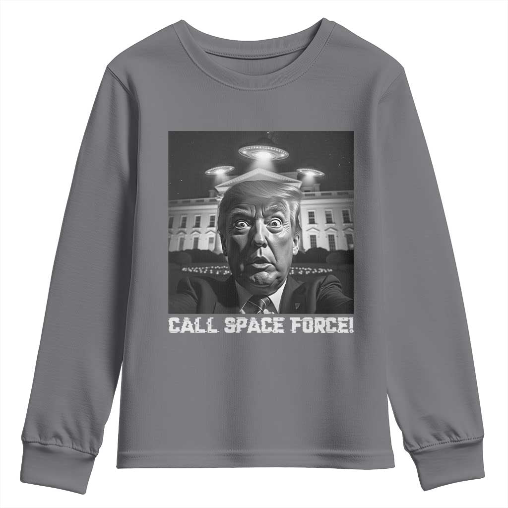 Illegal Aliens Funny Trump Youth Sweatshirt Call Space Force TS09 Charcoal Print Your Wear