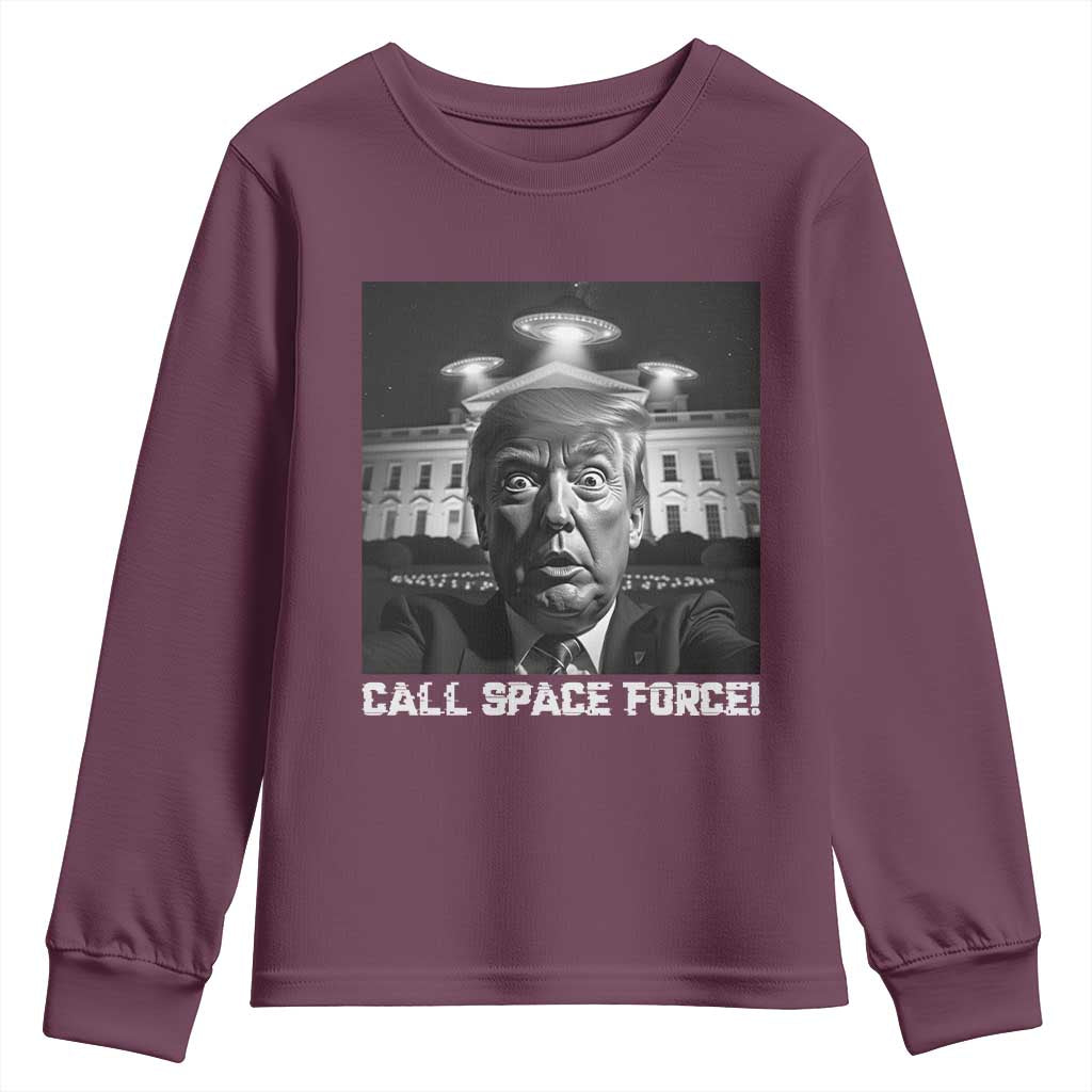 Illegal Aliens Funny Trump Youth Sweatshirt Call Space Force TS09 Maroon Print Your Wear