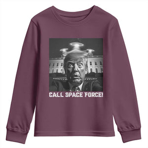 Illegal Aliens Funny Trump Youth Sweatshirt Call Space Force TS09 Maroon Print Your Wear