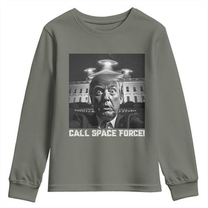 Illegal Aliens Funny Trump Youth Sweatshirt Call Space Force TS09 Military Green Print Your Wear