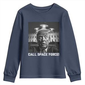 Illegal Aliens Funny Trump Youth Sweatshirt Call Space Force TS09 Navy Print Your Wear