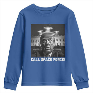 Illegal Aliens Funny Trump Youth Sweatshirt Call Space Force TS09 Royal Blue Print Your Wear