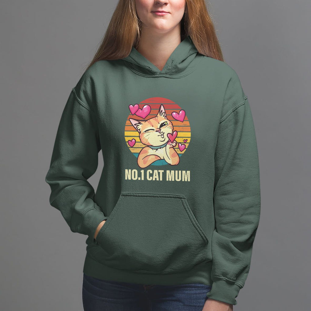 Mother's Day Cat Lover Hoodie No.1 Cat Mum Mother Of Cats TS09 Dark Forest Green Printyourwear