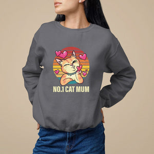 Mother's Day Cat Lover Sweatshirt No.1 Cat Mum Mother Of Cats TS09 Charcoal Printyourwear