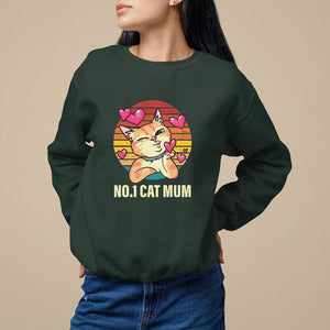 Mother's Day Cat Lover Sweatshirt No.1 Cat Mum Mother Of Cats TS09 Dark Forest Green Printyourwear