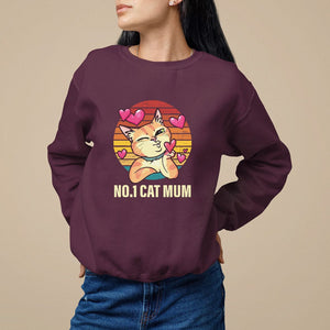 Mother's Day Cat Lover Sweatshirt No.1 Cat Mum Mother Of Cats TS09 Maroon Printyourwear