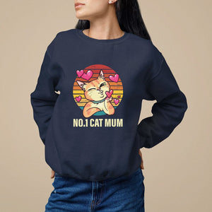 Mother's Day Cat Lover Sweatshirt No.1 Cat Mum Mother Of Cats TS09 Navy Printyourwear
