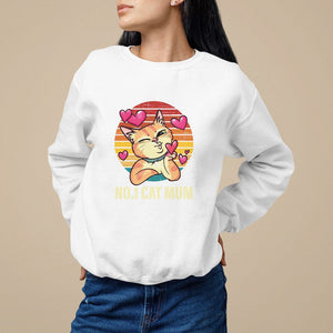 Mother's Day Cat Lover Sweatshirt No.1 Cat Mum Mother Of Cats TS09 White Printyourwear