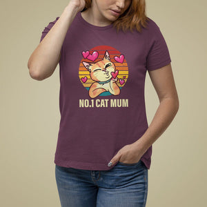 Mother's Day Cat Lover T Shirt For Women No.1 Cat Mum Mother Of Cats TS09 Maroon Printyourwear