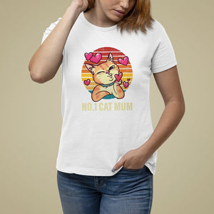 Mother's Day Cat Lover T Shirt For Women No.1 Cat Mum Mother Of Cats TS09 White Printyourwear