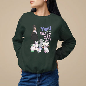 Mother's Day Cat Lover Sweatshirt Yes I Am The Crazy Cat Mom TS09 Dark Forest Green Printyourwear