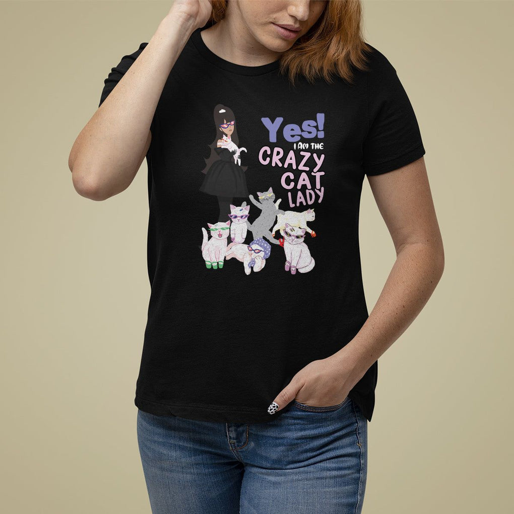 Mother's Day Cat Lover T Shirt For Women Yes I Am The Crazy Cat Mom TS09 Black Printyourwear