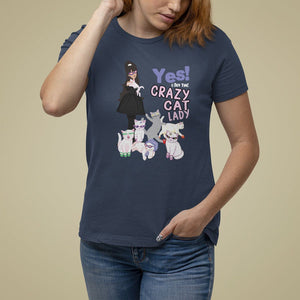 Mother's Day Cat Lover T Shirt For Women Yes I Am The Crazy Cat Mom TS09 Navy Printyourwear