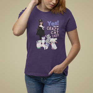 Mother's Day Cat Lover T Shirt For Women Yes I Am The Crazy Cat Mom TS09 Purple Printyourwear
