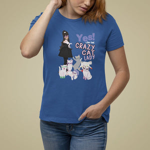 Mother's Day Cat Lover T Shirt For Women Yes I Am The Crazy Cat Mom TS09 Royal Blue Printyourwear