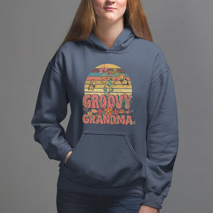 Mother's Day Grandma Groovy Floral Hippie Retro Flower Hoodie TS09 Navy Printyourwear