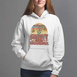 Mother's Day Grandma Groovy Floral Hippie Retro Flower Hoodie TS09 White Printyourwear