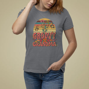 Mother's Day Grandma Groovy Floral Hippie Retro Flower T Shirt For Women TS09 Charcoal Printyourwear