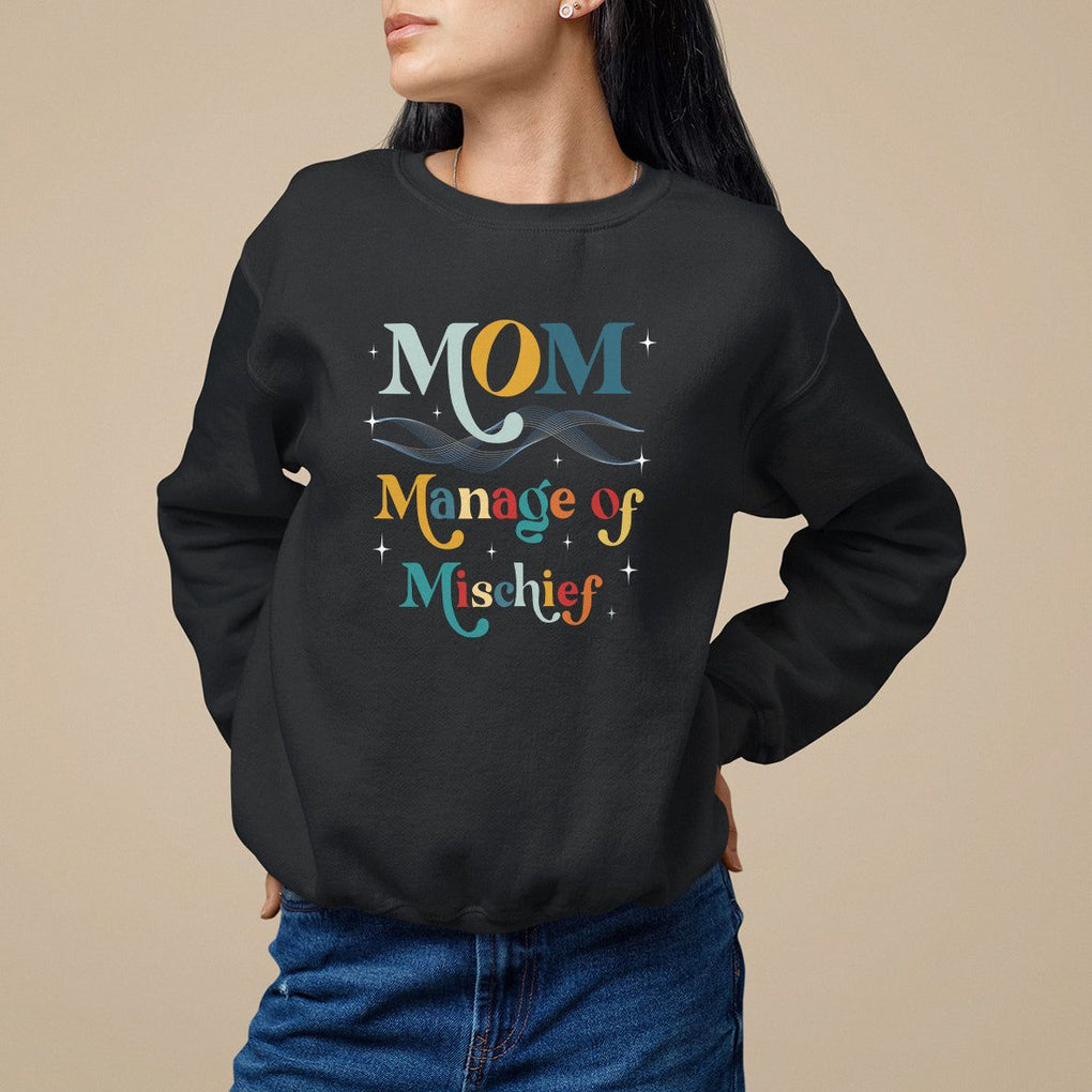 Mother's Day Sweatshirt Manager of Mischief Funny Mom Wizard Magic TS09 Black Printyourwear