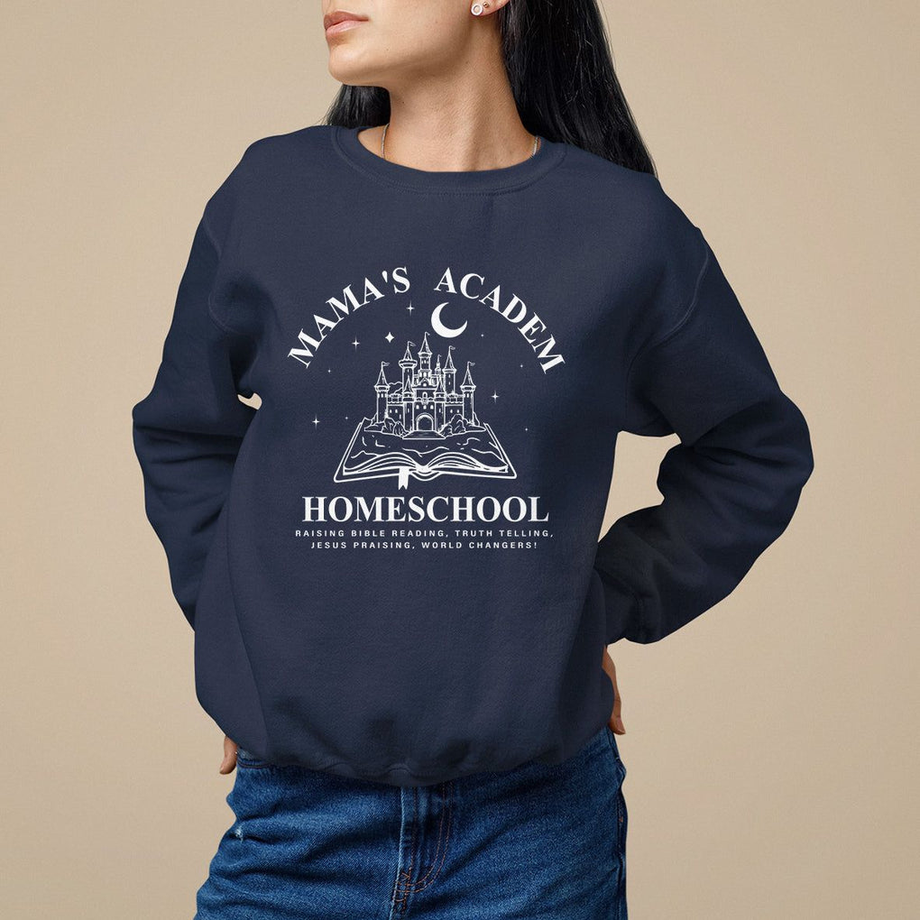 Mother's Day Sweatshirt Mama's Academy Homeschool Cute Stay At Home Mom TS09 Navy Printyourwear