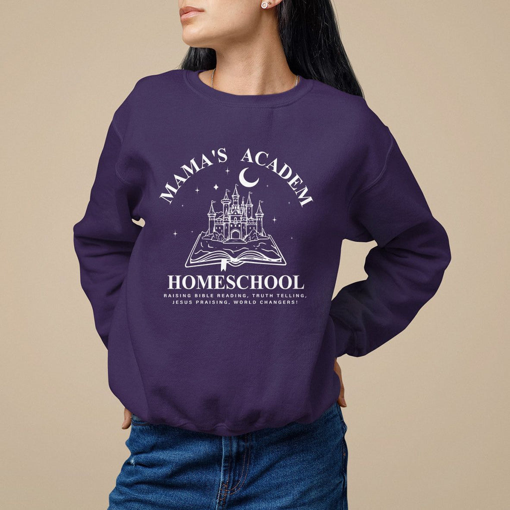 Mother's Day Sweatshirt Mama's Academy Homeschool Cute Stay At Home Mom TS09 Purple Printyourwear