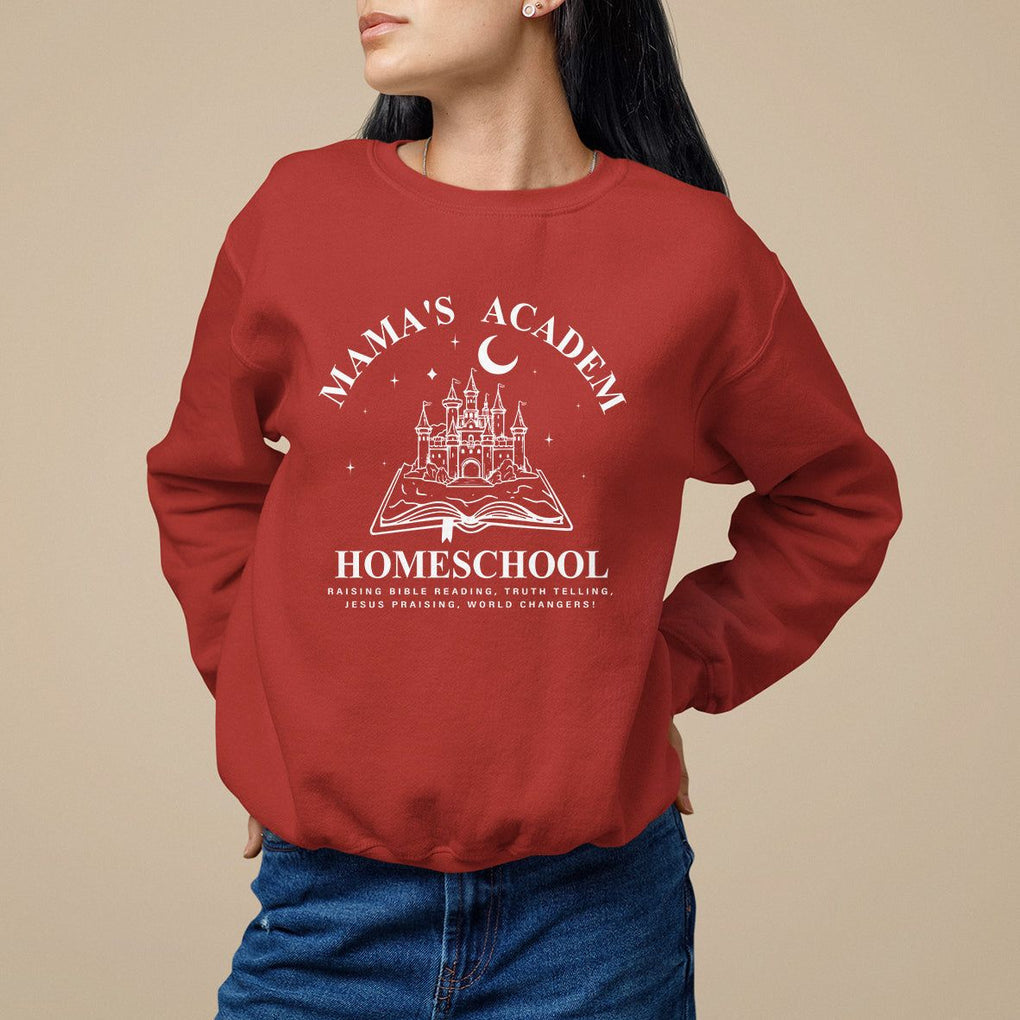 Mother's Day Sweatshirt Mama's Academy Homeschool Cute Stay At Home Mom TS09 Red Printyourwear