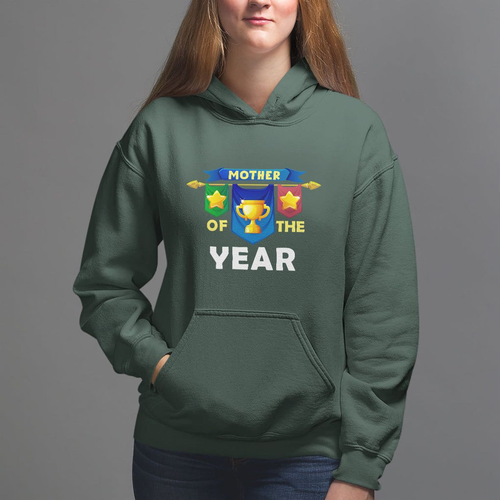 Mother's Day Hoodie Mother Of The Year Award Medal TS09 Dark Forest Green Printyourwear