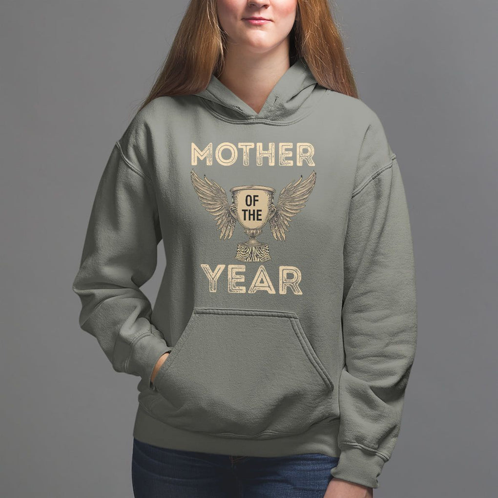 Mother's Day Hoodie Mother Of The Year Award Medal TS09 Military Green Printyourwear