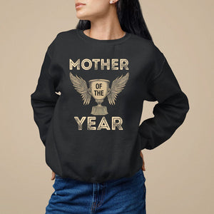 Mother's Day Sweatshirt Mother Of The Year Award Medal TS09 Black Printyourwear