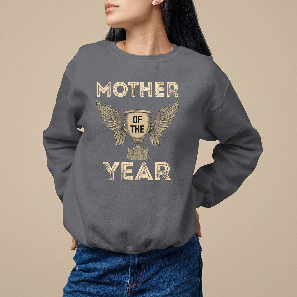 Mother's Day Sweatshirt Mother Of The Year Award Medal TS09 Charcoal Printyourwear