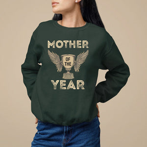 Mother's Day Sweatshirt Mother Of The Year Award Medal TS09 Dark Forest Green Printyourwear