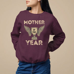 Mother's Day Sweatshirt Mother Of The Year Award Medal TS09 Maroon Printyourwear