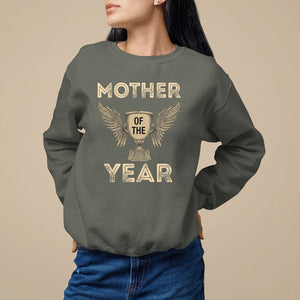Mother's Day Sweatshirt Mother Of The Year Award Medal TS09 Military Green Printyourwear