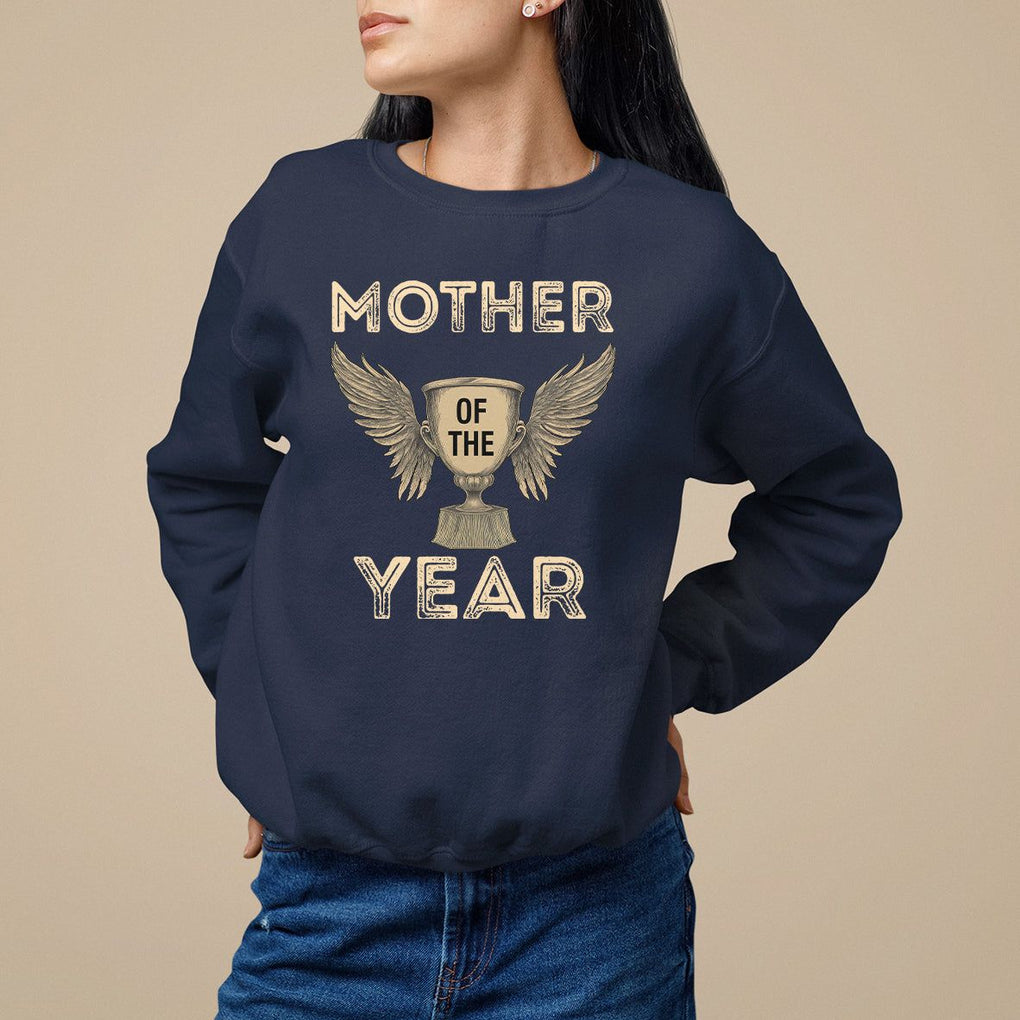 Mother's Day Sweatshirt Mother Of The Year Award Medal TS09 Navy Printyourwear