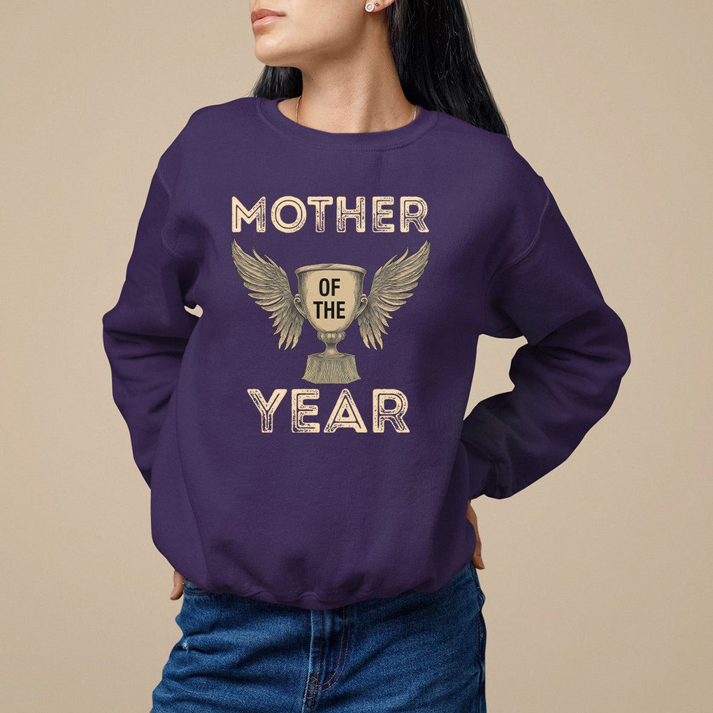Mother's Day Sweatshirt Mother Of The Year Award Medal TS09 Purple Printyourwear