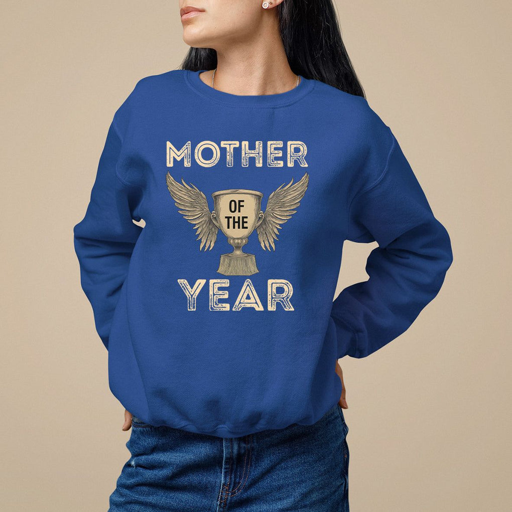 Mother's Day Sweatshirt Mother Of The Year Award Medal TS09 Royal Blue Printyourwear