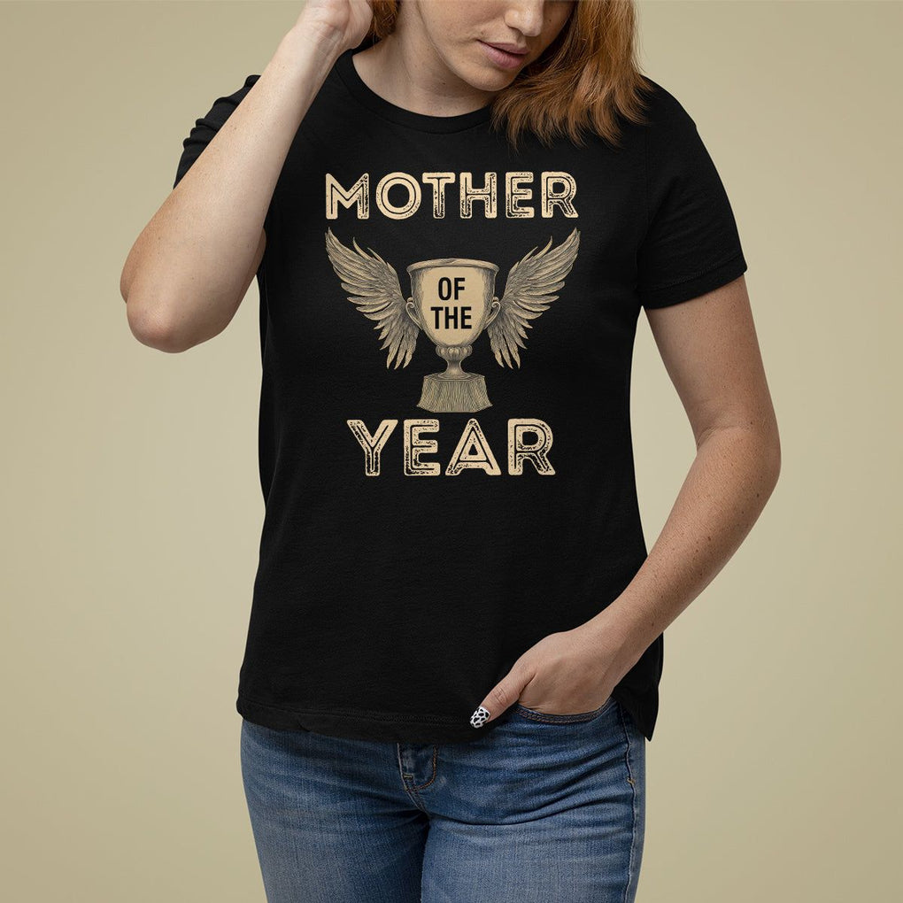 Mother's Day T Shirt For Women Mother Of The Year Award Medal TS09 Black Printyourwear