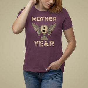 Mother's Day T Shirt For Women Mother Of The Year Award Medal TS09 Maroon Printyourwear