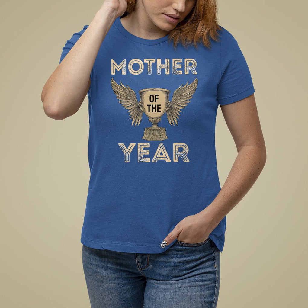 Mother's Day T Shirt For Women Mother Of The Year Award Medal TS09 Royal Blue Printyourwear