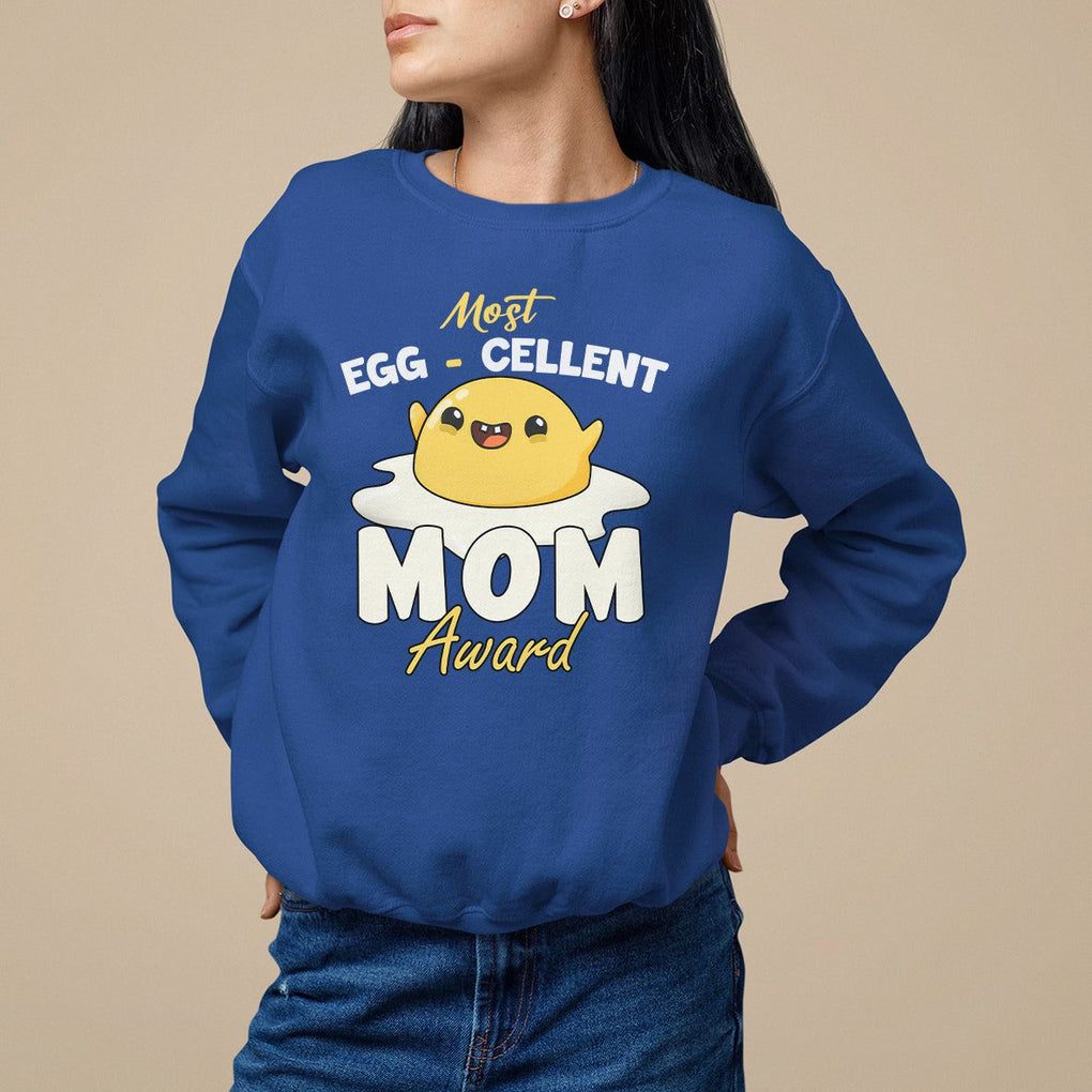 Mother's Day Sweatshirt Most Eggcelent Mom Cute Egg TS09 Royal Blue Printyourwear
