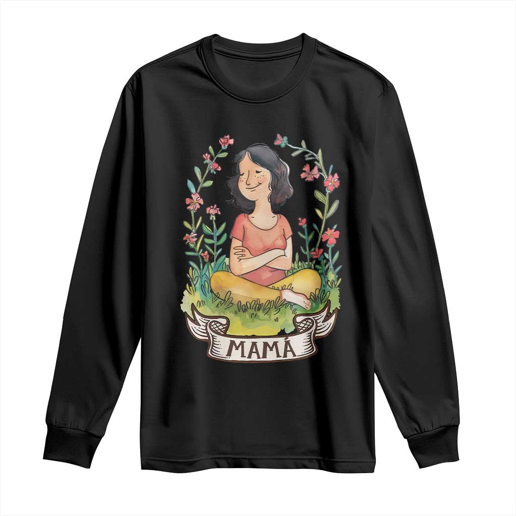 Mother's Day Mama Picture Long Sleeve Shirt TS09 Black Print Your Wear
