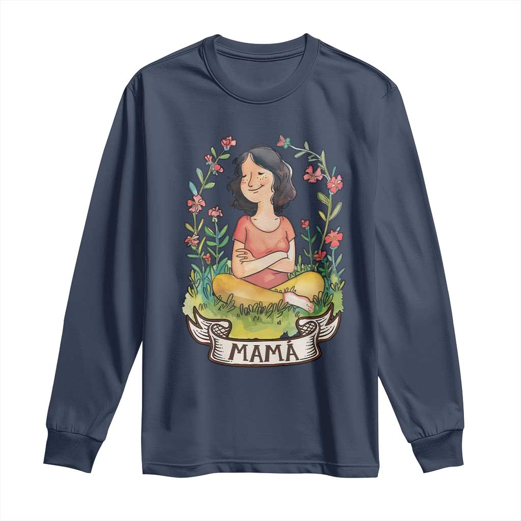 Mother's Day Mama Picture Long Sleeve Shirt TS09 Navy Print Your Wear
